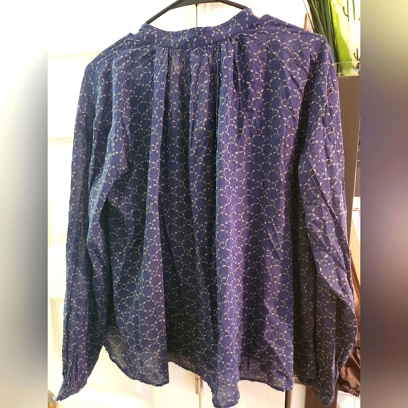 H&M Geometric Pattern Sheer Blue Blouse - Picture 7 of 7